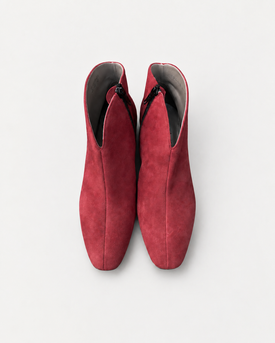 Ankle Suede Boot in Wine