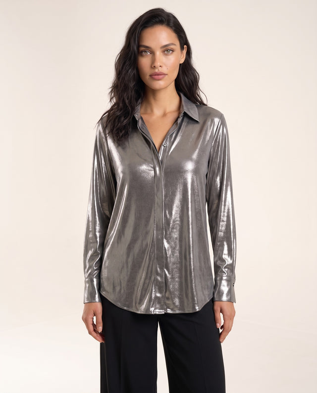 Pewter Metallic Blouse