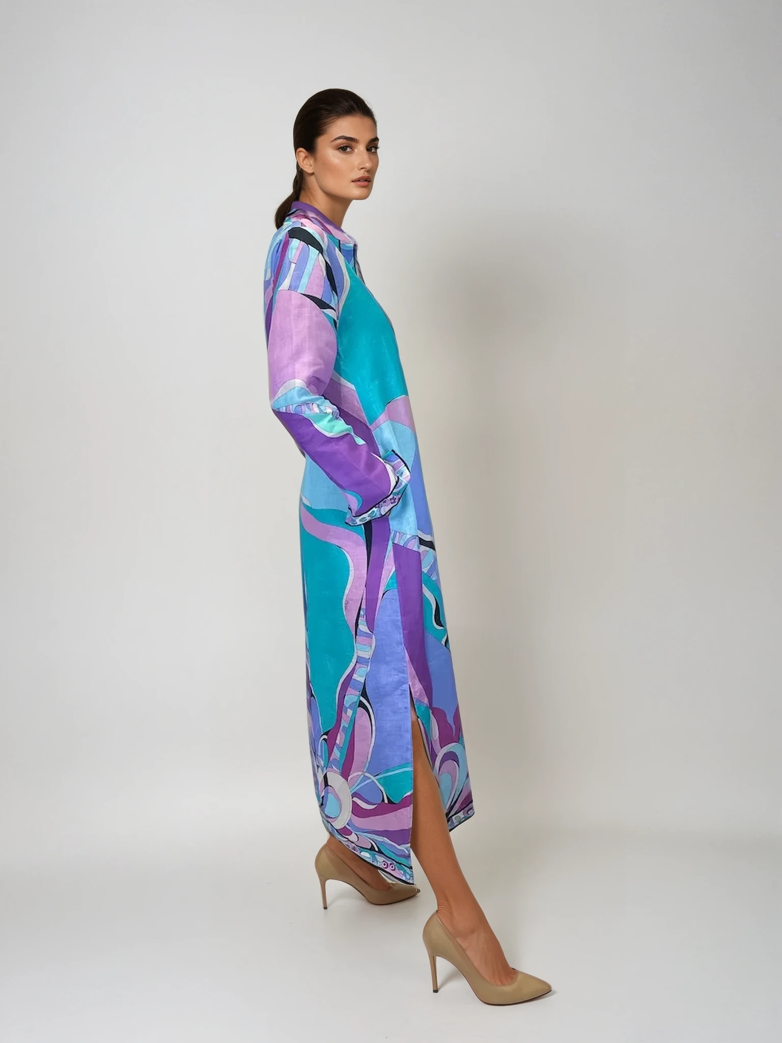 Linen Caftan Dress AB Blue / 6 Linen Caftan Dress AB Blue / 6