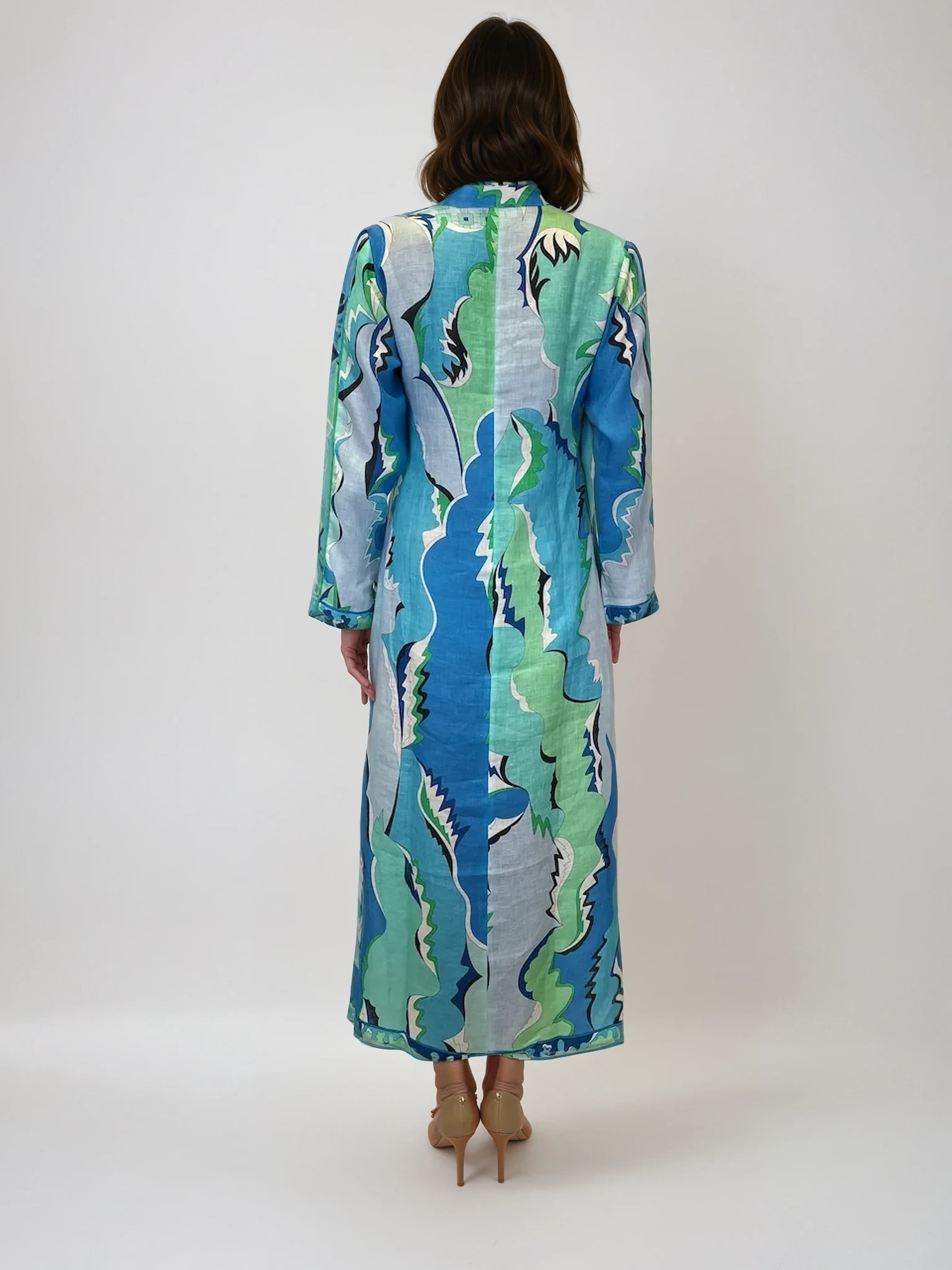 linen caftan dress White Cotton Goddess Kaftan Dress, Deep V Neck Kaftan Model is wearing Size 2 THE DRAWSTRING HOODED CAFTAN in