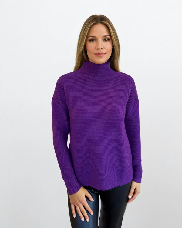 Textured Slouchy Funnel Sweater