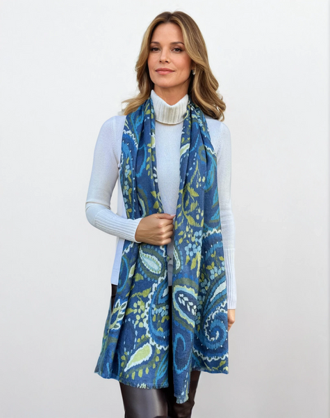 新品未使用 Gypsohila Paisley Knit Stole BK×WH GPTH-201 Paisley Knit Stole | gypsohila