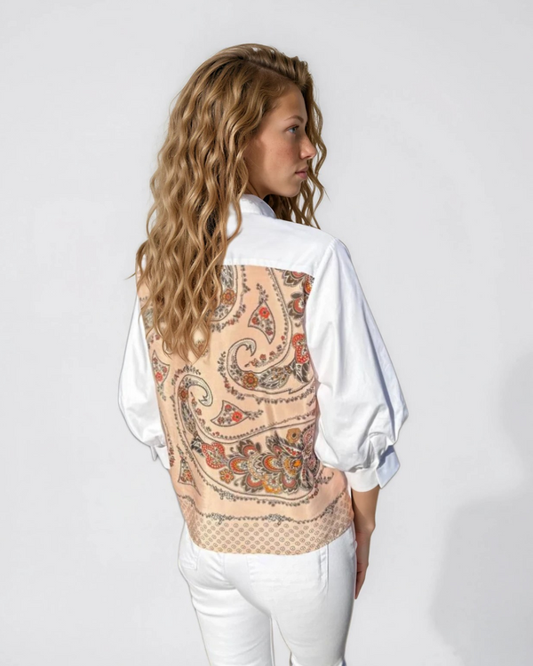 Cotton Blouse With Silk Back Panel