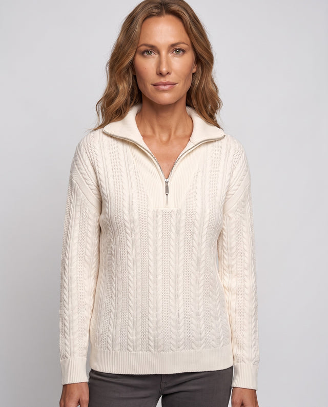 Cable Knit Quarter-Zip Sweater