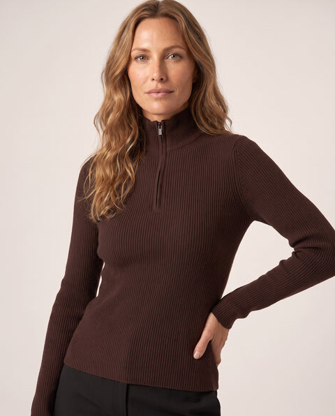 Rib Zip Mock
