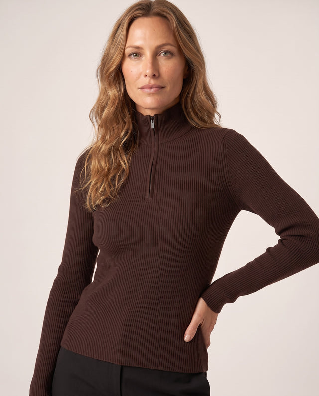 Rib Zip Mock